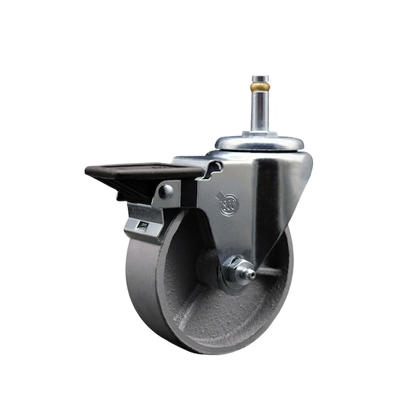Semi Steel Swivel Grip Ring Caster 4'' Wheel & 7/16'' Stem w/Brake